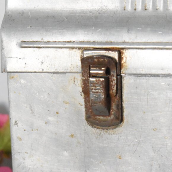 Vintage Antique 1950s Silver Dome Top Metal Miner Workmans Lunchbox Case - Picture 3 of 16